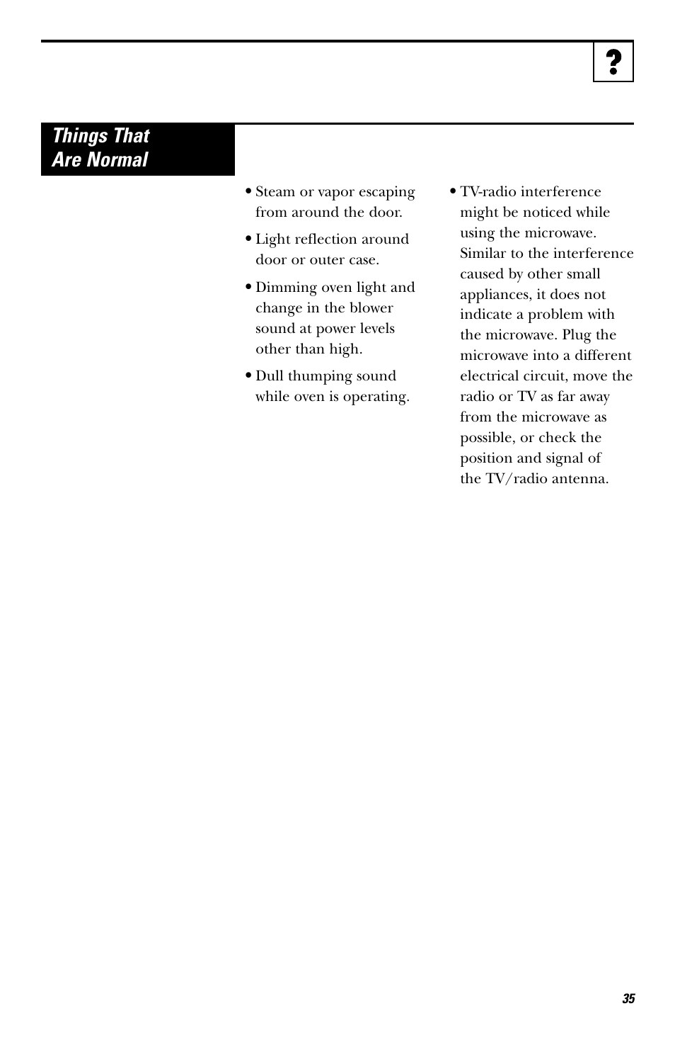 Things that are normal | Hotpoint rvm1625 User Manual | Page 35 / 40