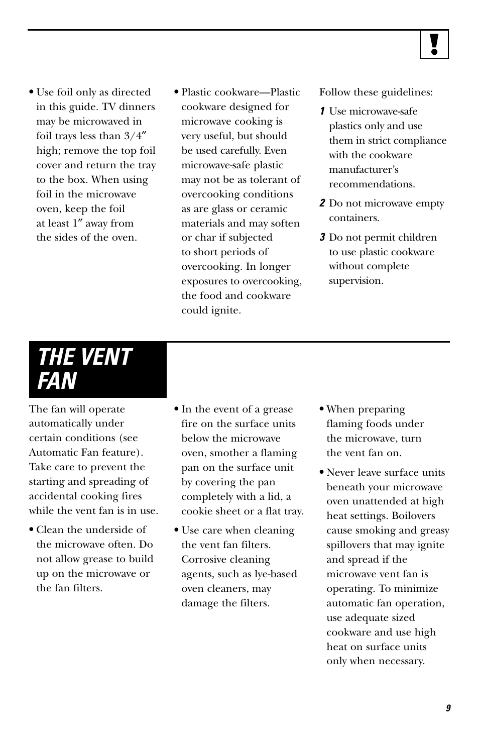 The vent fan | Hotpoint rvm1625 User Manual | Page 9 / 40