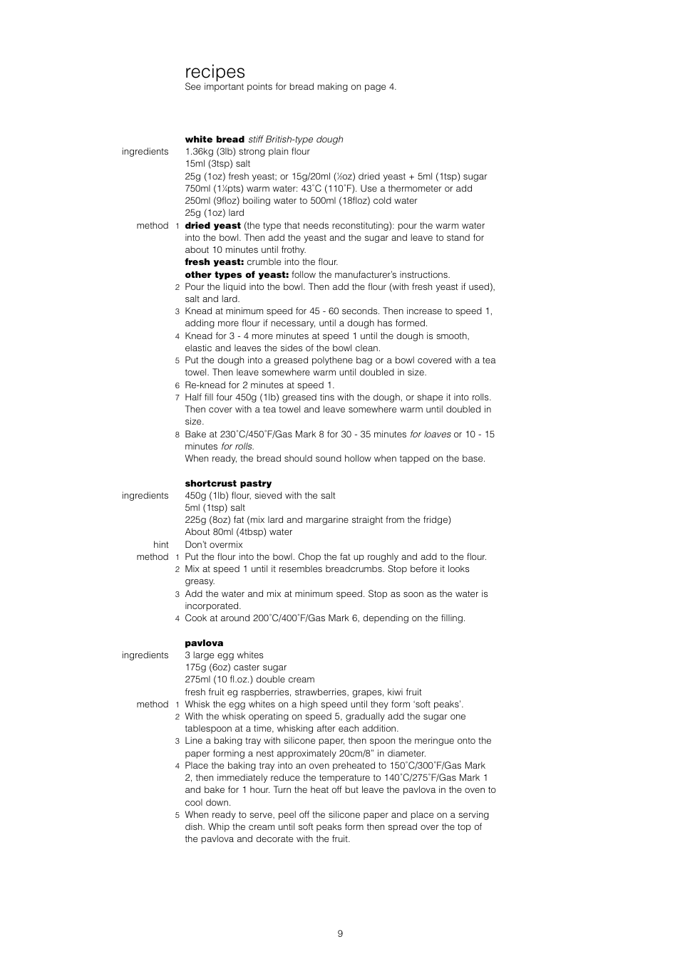 Recipes | Kenwood KM001 series User Manual | Page 10 / 153
