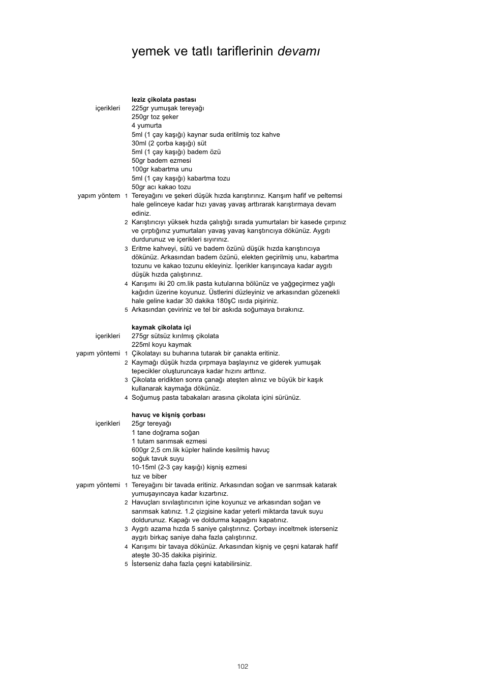 Yemek ve tatlı tariflerinin devamı | Kenwood KM001 series User Manual | Page 103 / 153