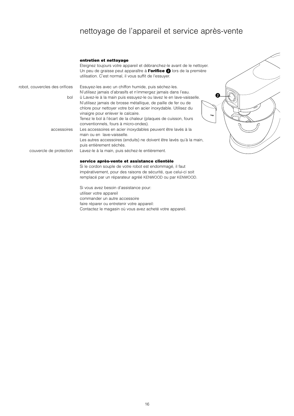 Nettoyage de l’appareil et service après-vente | Kenwood KM001 series User Manual | Page 17 / 153