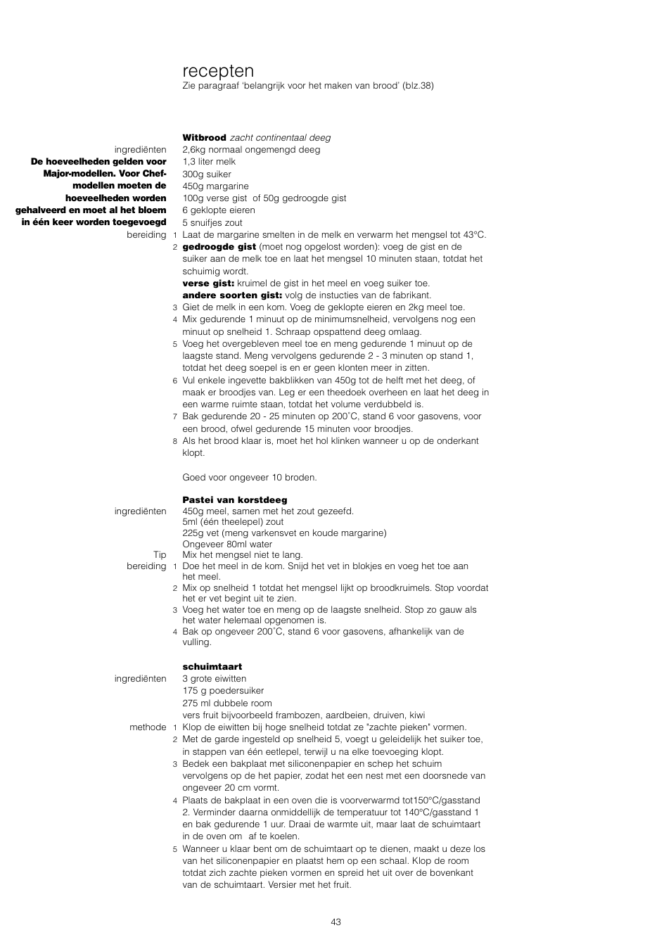 Recepten | Kenwood KM001 series User Manual | Page 44 / 153