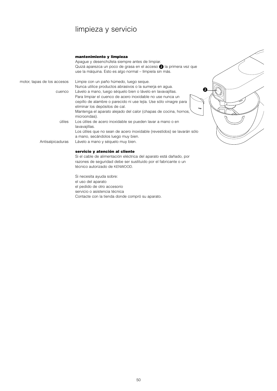 Limpieza y servicio | Kenwood KM001 series User Manual | Page 51 / 153