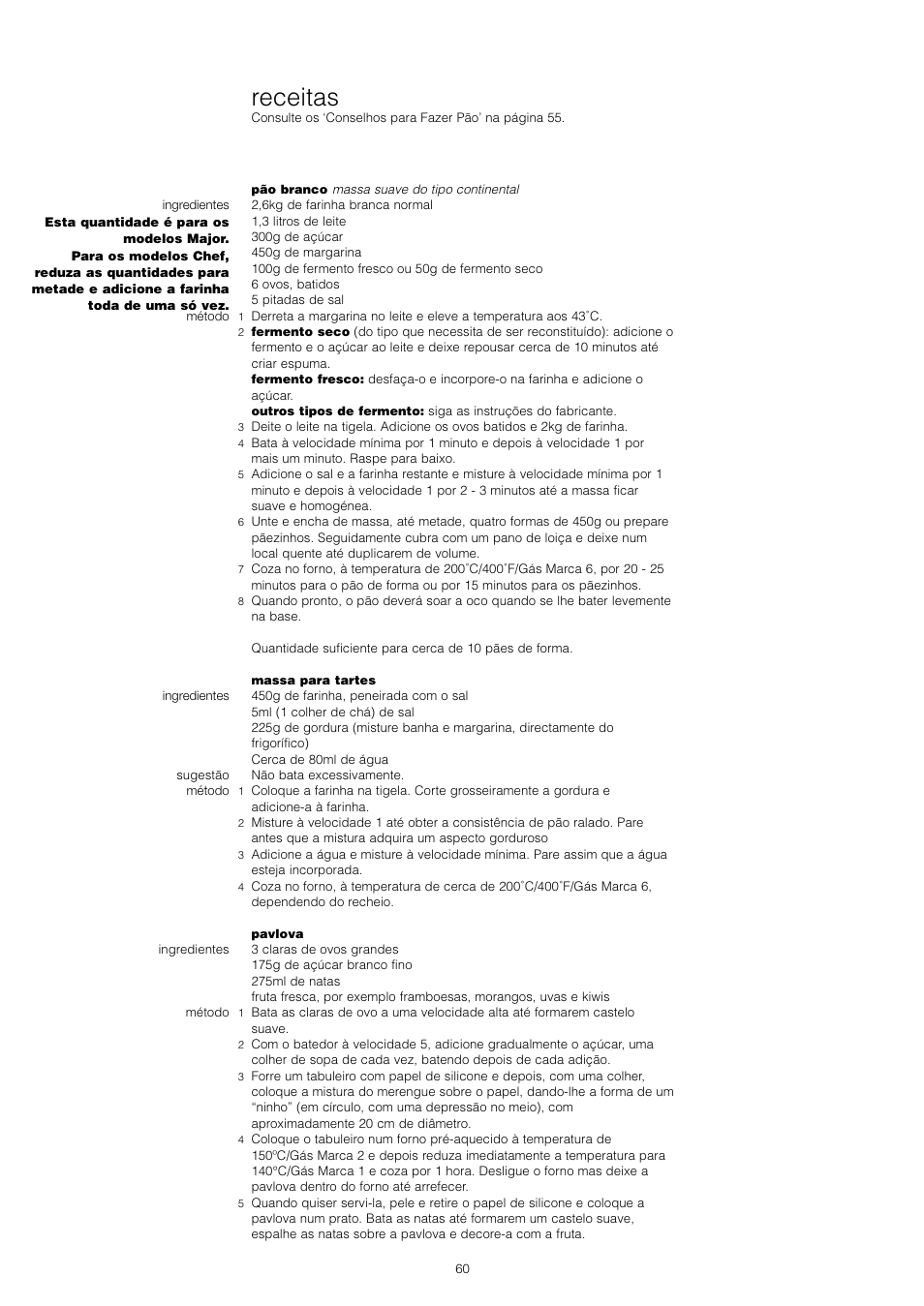 Receitas | Kenwood KM001 series User Manual | Page 61 / 153