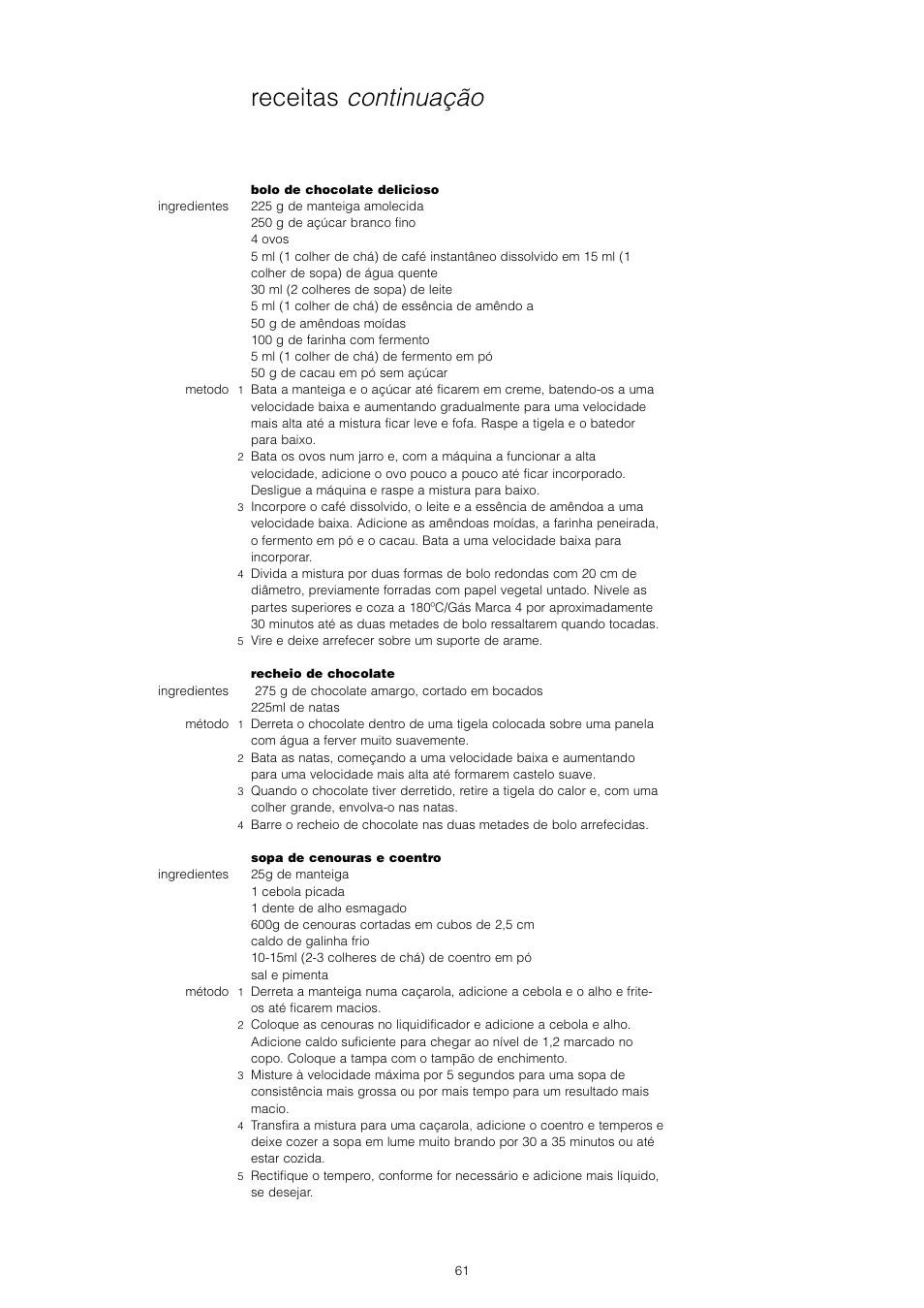 Receitas continuação | Kenwood KM001 series User Manual | Page 62 / 153