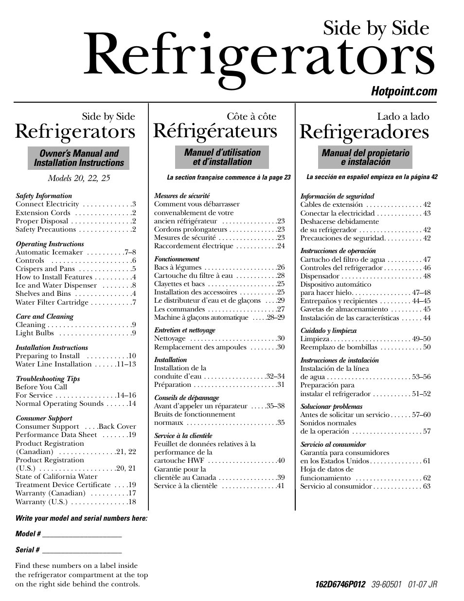 Hotpoint 25 User Manual | 64 pages