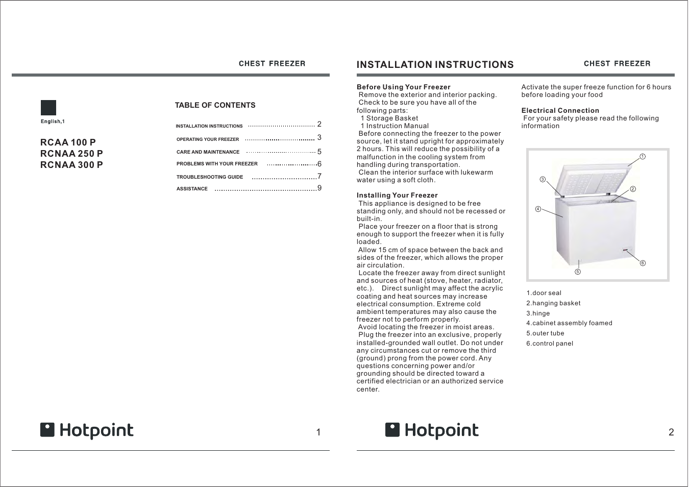 Hotpoint RCAA User Manual | 5 pages