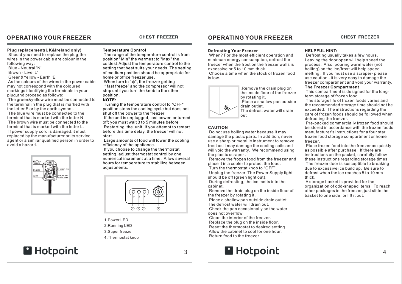 Operating your freezer | Hotpoint RCAA User Manual | Page 2 / 5