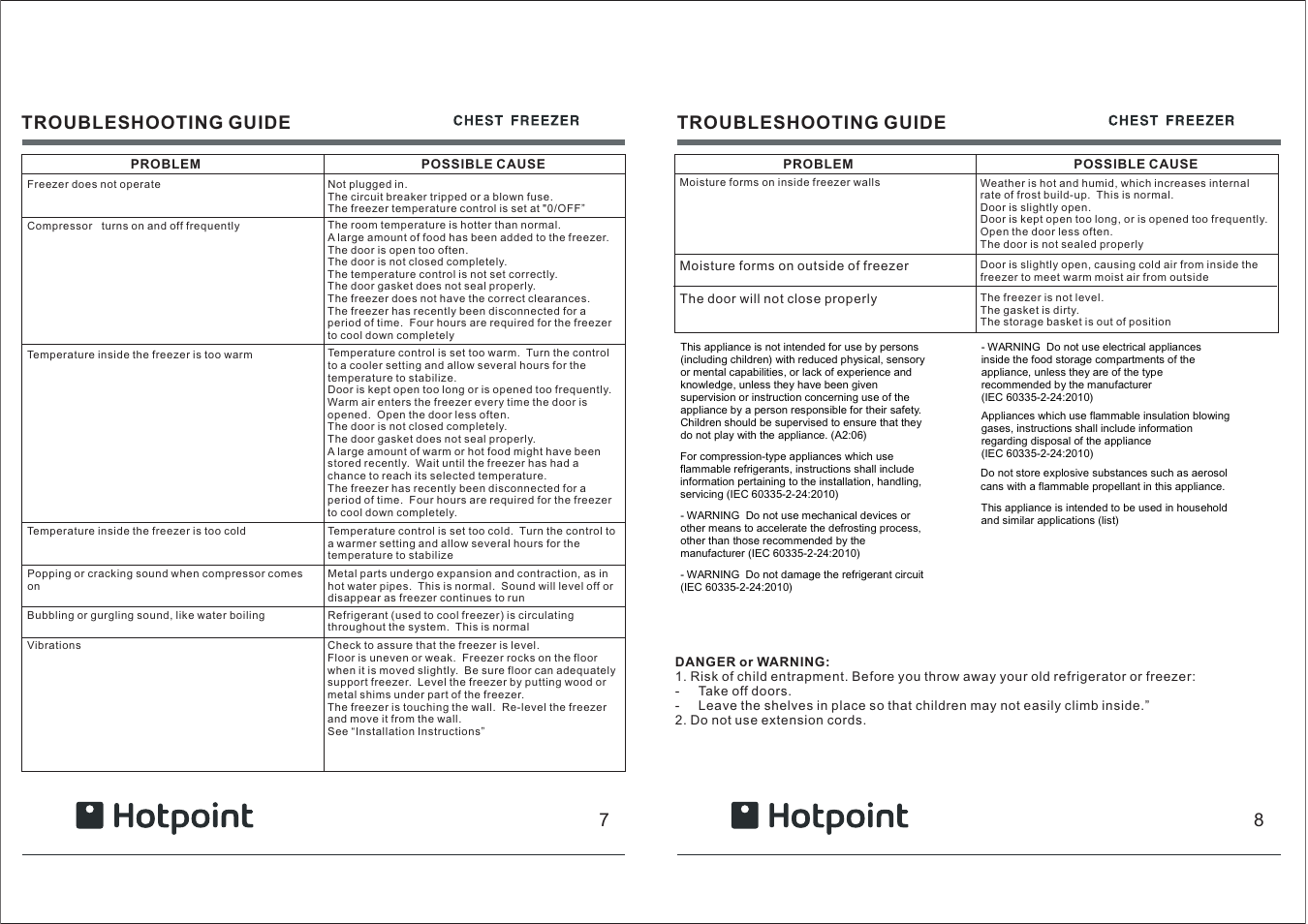 78 troubleshooting guide troubleshooting guide | Hotpoint RCAA User Manual | Page 4 / 5