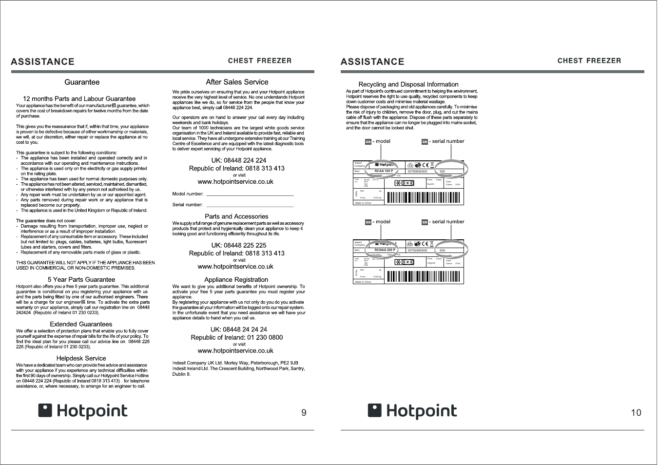 910 assistance assistance | Hotpoint RCAA User Manual | Page 5 / 5