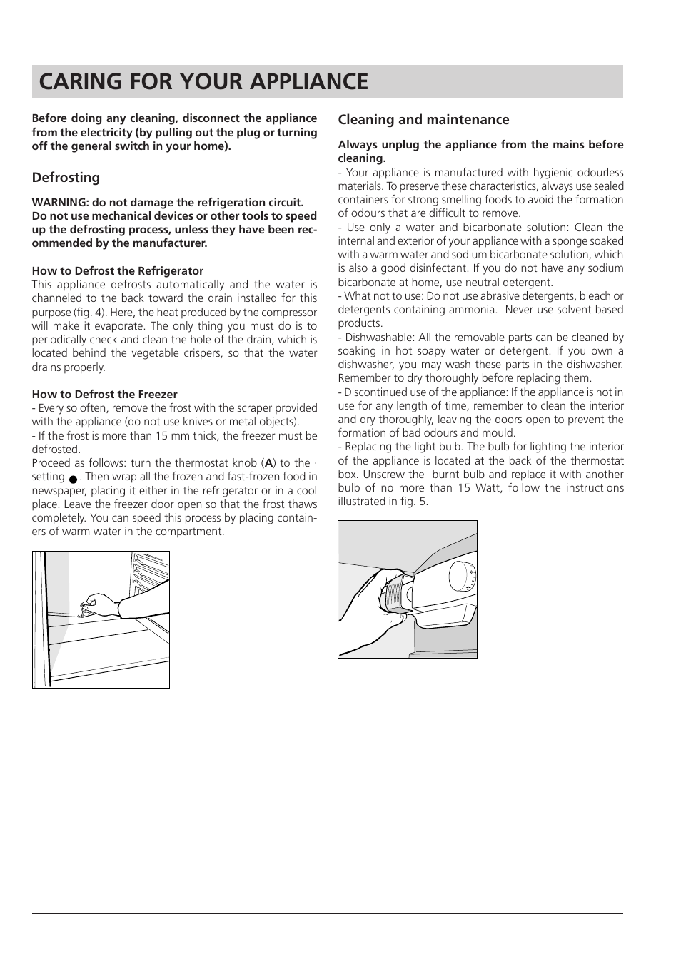 Caring for your appliance | Hotpoint RTA 41 User Manual | Page 11 / 16