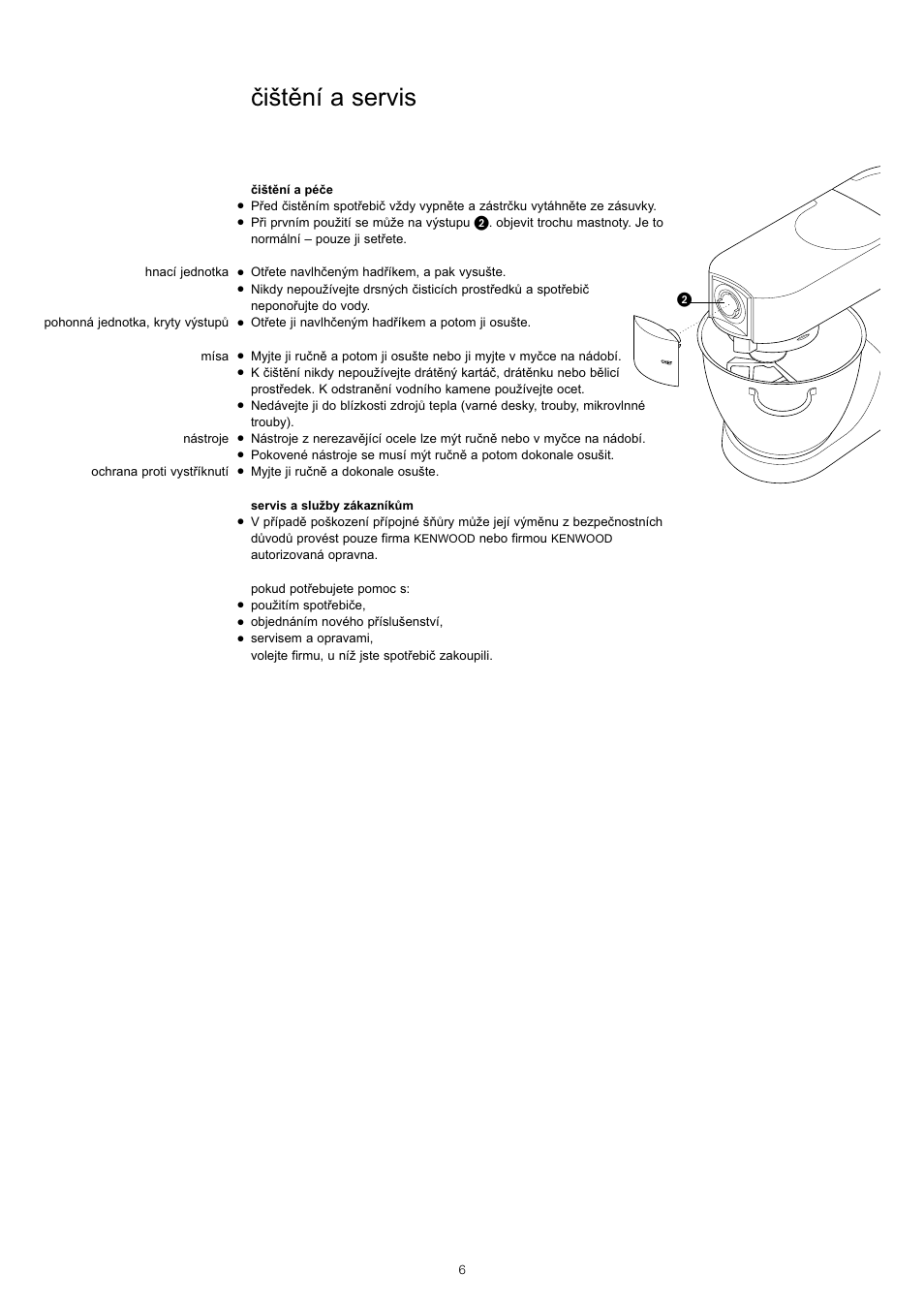 Ïi•têní a servis | Kenwood KM001-KM006 User Manual | Page 8 / 43