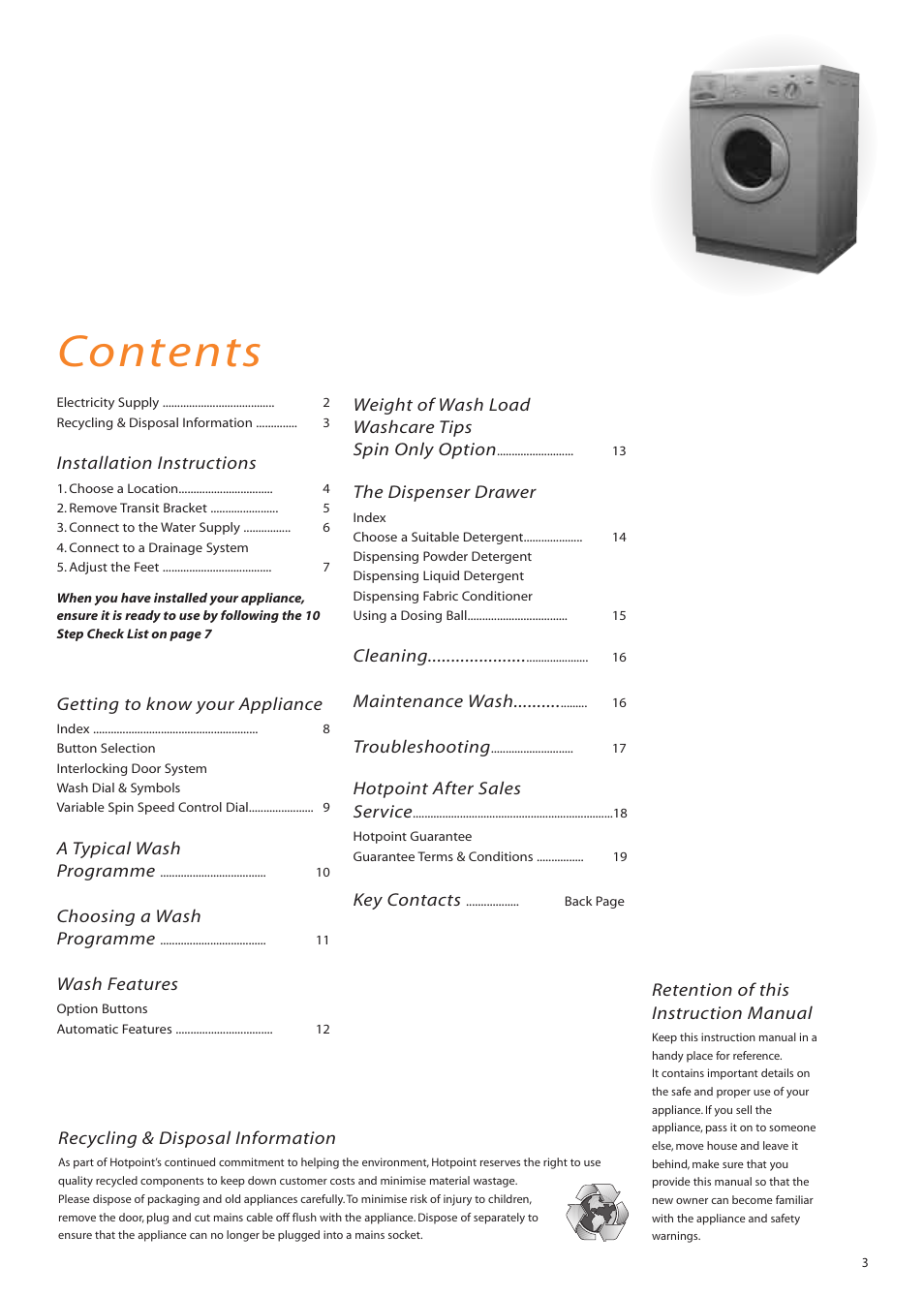 Hotpoint WM82 User Manual | Page 3 / 20