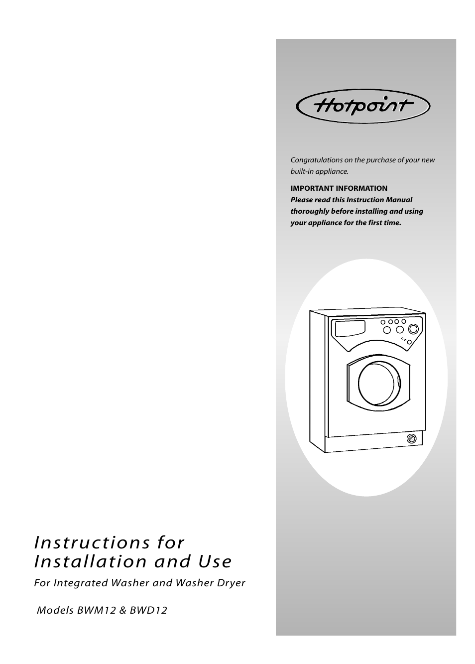 Hotpoint BWM12 User Manual | 24 pages