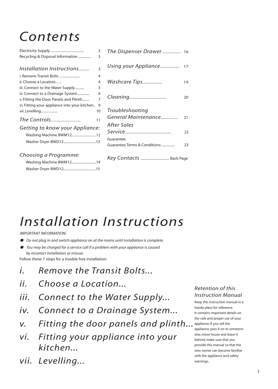 Hotpoint BWM12 User Manual | Page 3 / 24