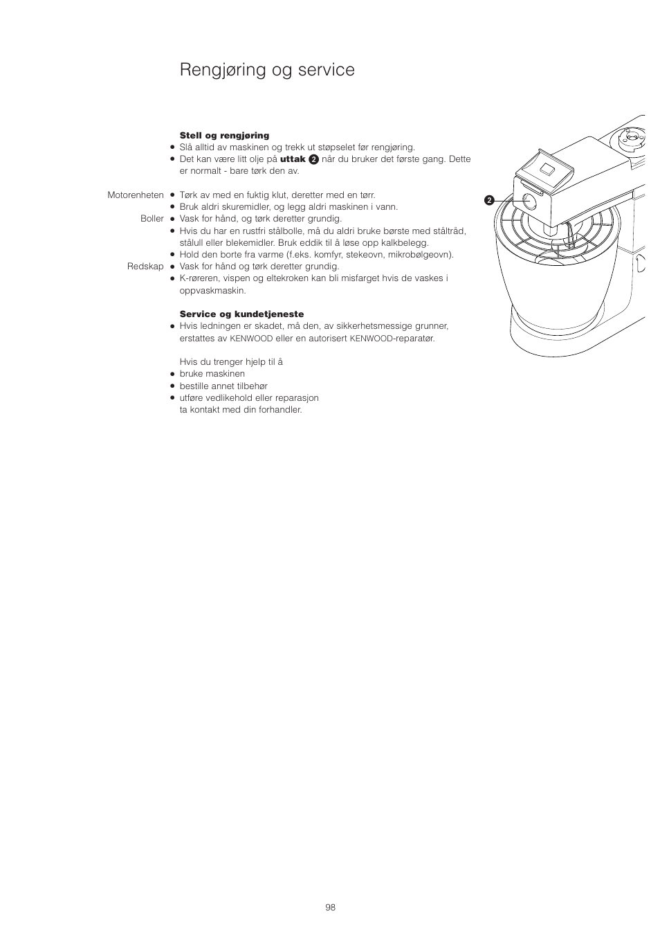 Rengjøring og service | Kenwood PM400 User Manual | Page 100 / 184