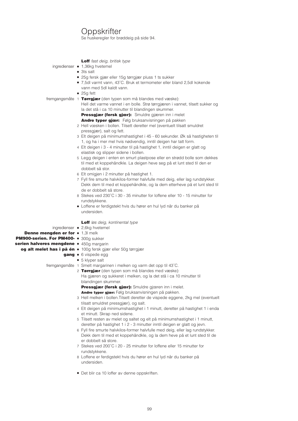 Oppskrifter | Kenwood PM400 User Manual | Page 101 / 184