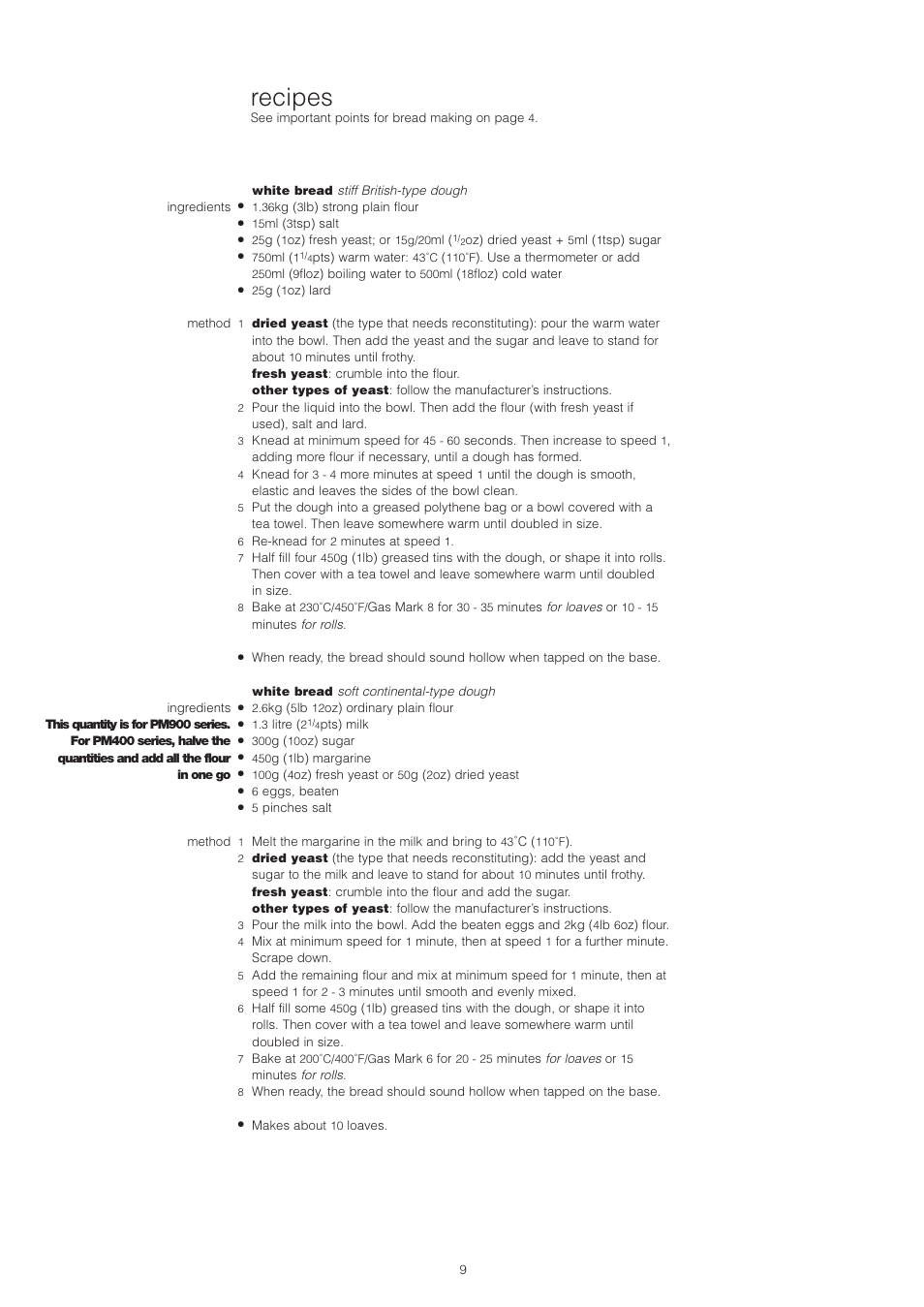 Recipes | Kenwood PM400 User Manual | Page 11 / 184