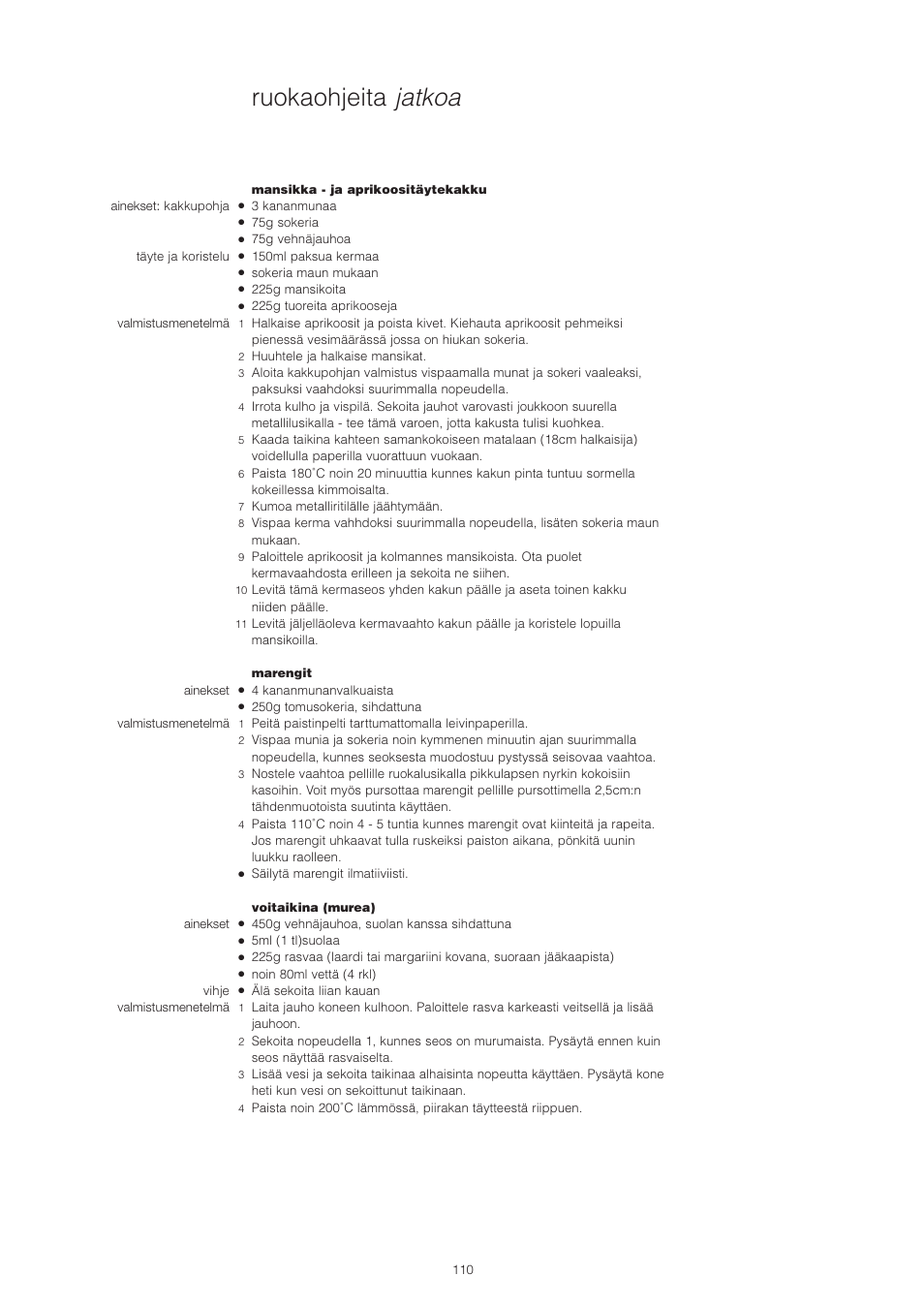 Ruokaohjeita jatkoa | Kenwood PM400 User Manual | Page 112 / 184