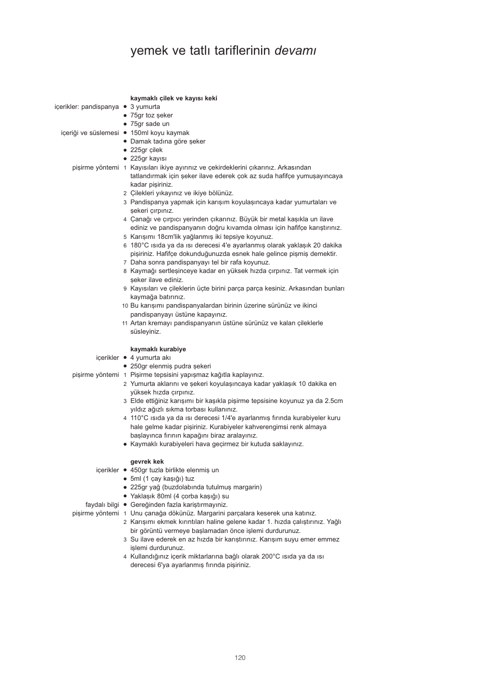 Yemek ve tatlı tariflerinin devamı | Kenwood PM400 User Manual | Page 122 / 184