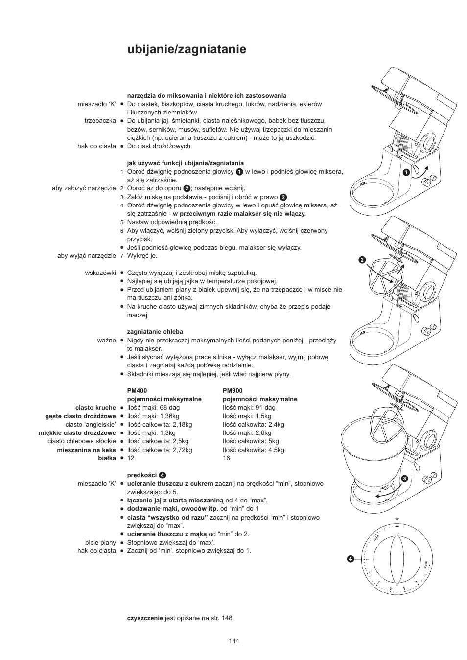 Ubijanie/zagniatanie | Kenwood PM400 User Manual | Page 146 / 184