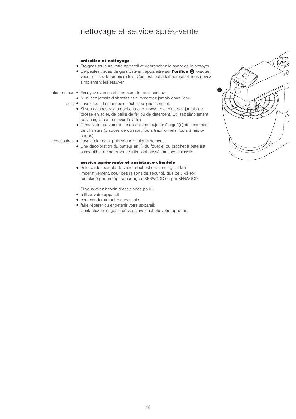 Nettoyage et service après-vente | Kenwood PM400 User Manual | Page 30 / 184