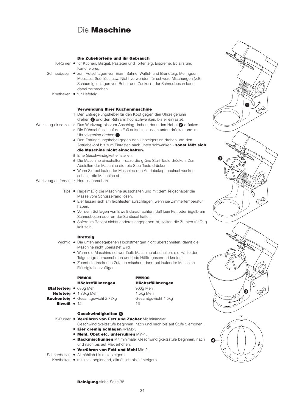 Die maschine | Kenwood PM400 User Manual | Page 36 / 184