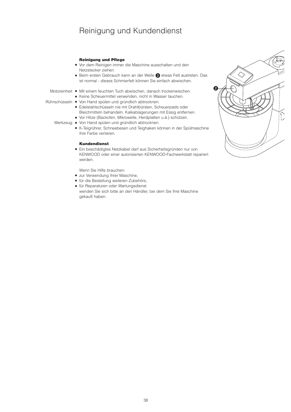 Reinigung und kundendienst | Kenwood PM400 User Manual | Page 40 / 184