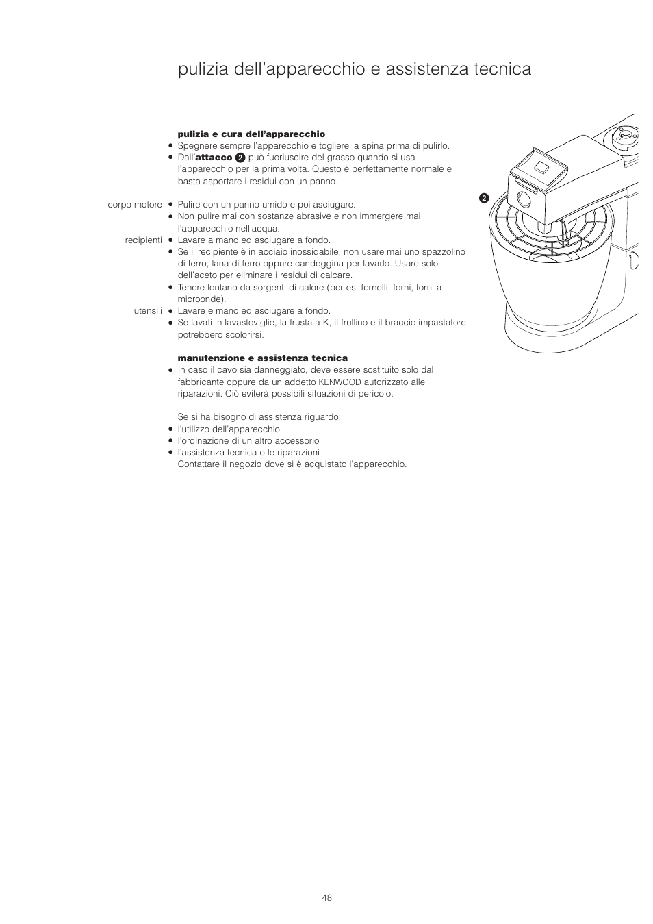 Pulizia dell’apparecchio e assistenza tecnica | Kenwood PM400 User Manual | Page 50 / 184