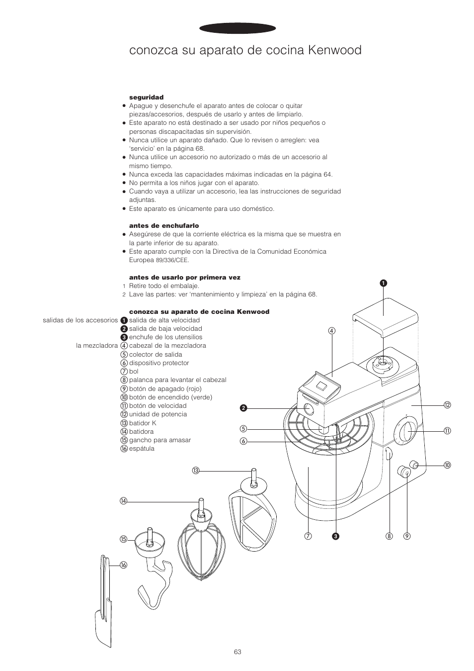 Conozca su aparato de cocina kenwood, Español | Kenwood PM400 User Manual | Page 65 / 184