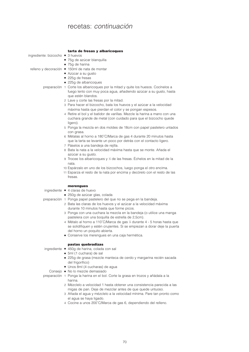 Recetas: continuación | Kenwood PM400 User Manual | Page 72 / 184