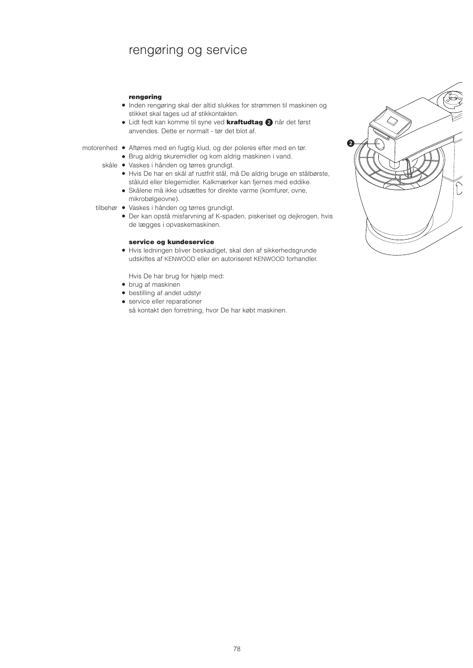 Rengøring og service | Kenwood PM400 User Manual | Page 80 / 184