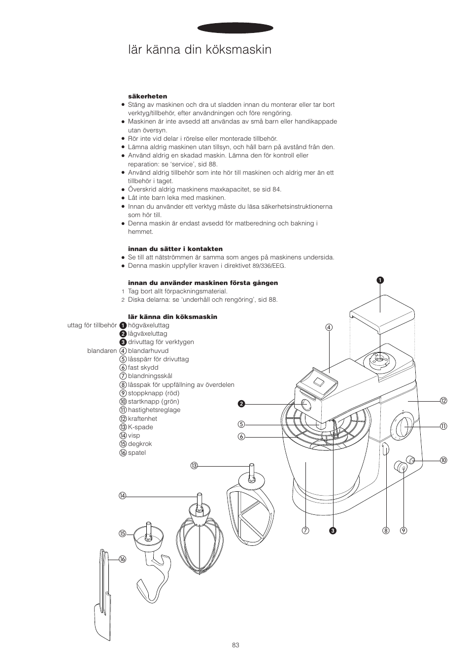Lär känna din köksmaskin, Svenska | Kenwood PM400 User Manual | Page 85 / 184