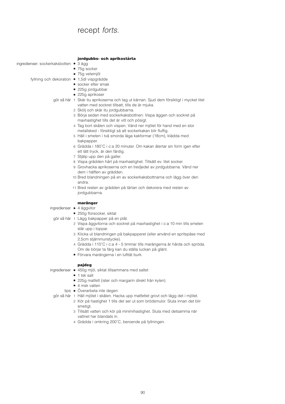 Recept forts | Kenwood PM400 User Manual | Page 92 / 184