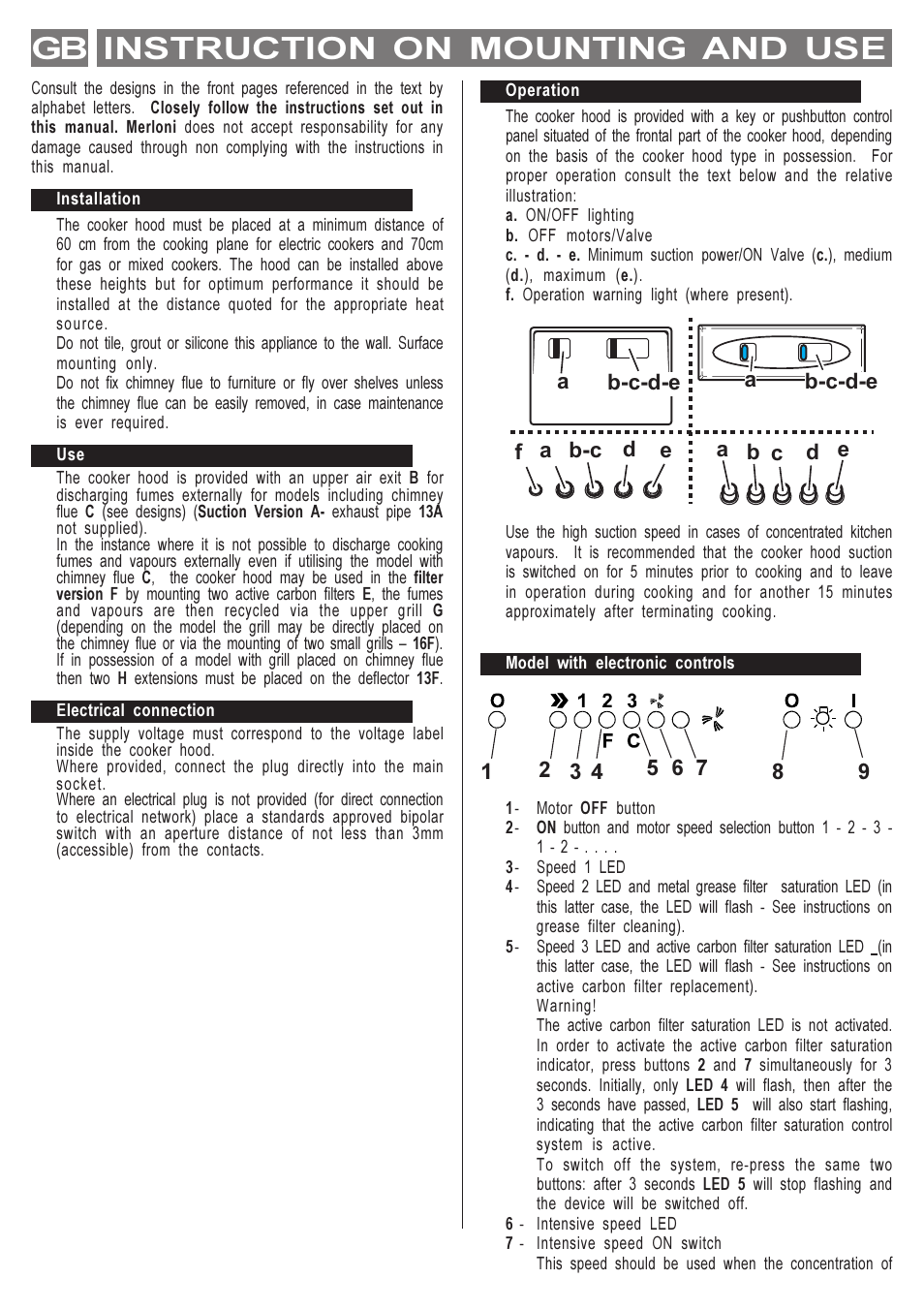 Instruction on mounting and use gb | Hotpoint LI2I2A User Manual | Page 6 / 12