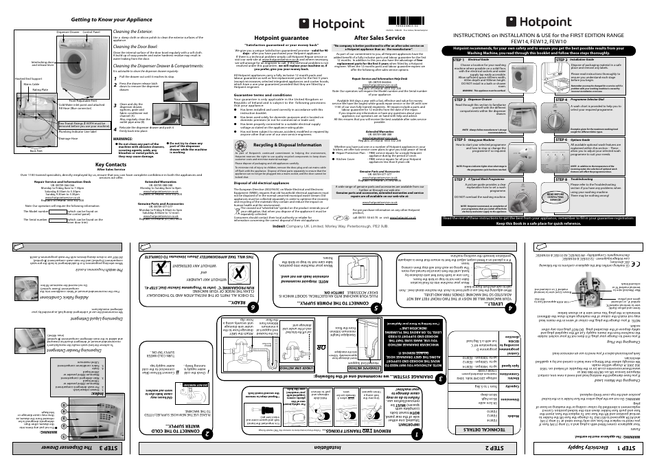 Hotpoint FEW14 User Manual | 2 pages