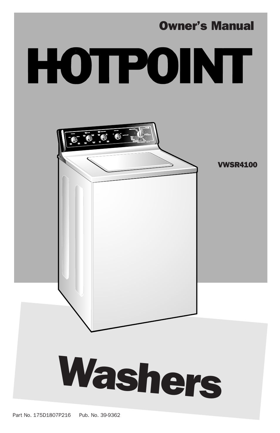 Hotpoint VWSR4100 User Manual | 20 pages