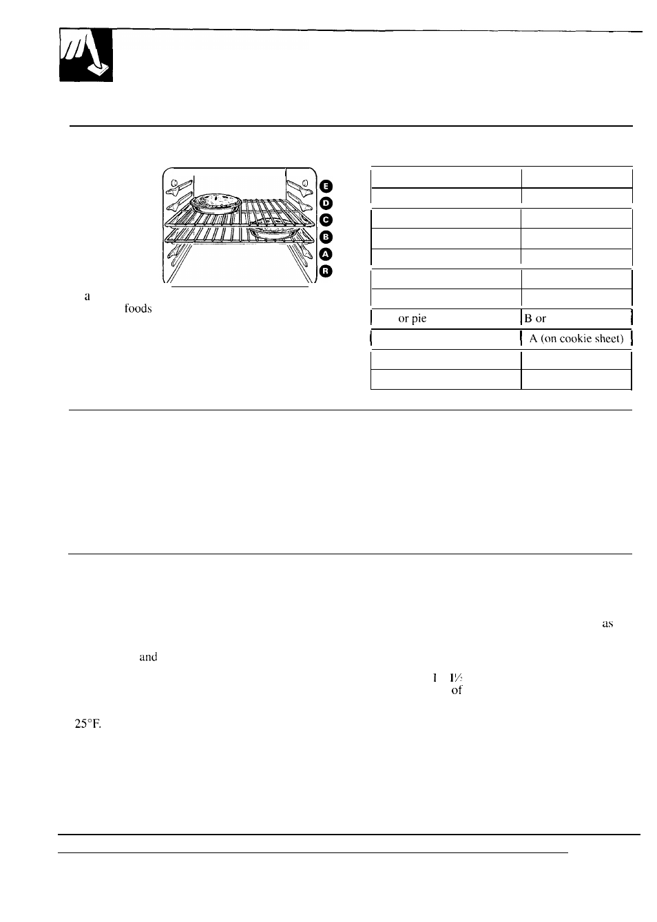 Preheating, Baking, Oven shelf | Baking pans, Pan placement | Hotpoint RGB747GER User Manual | Page 16 / 48