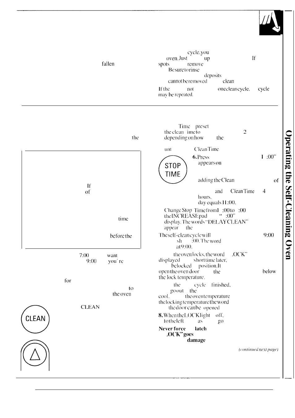 After a clean cycle, How to delay start of cleaning, Clean | Stop, Time | Hotpoint RGB747GER User Manual | Page 23 / 48