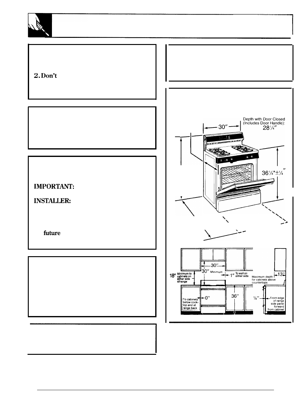 Installation instructions, Installation | Hotpoint RGB747GER User Manual | Page 32 / 48