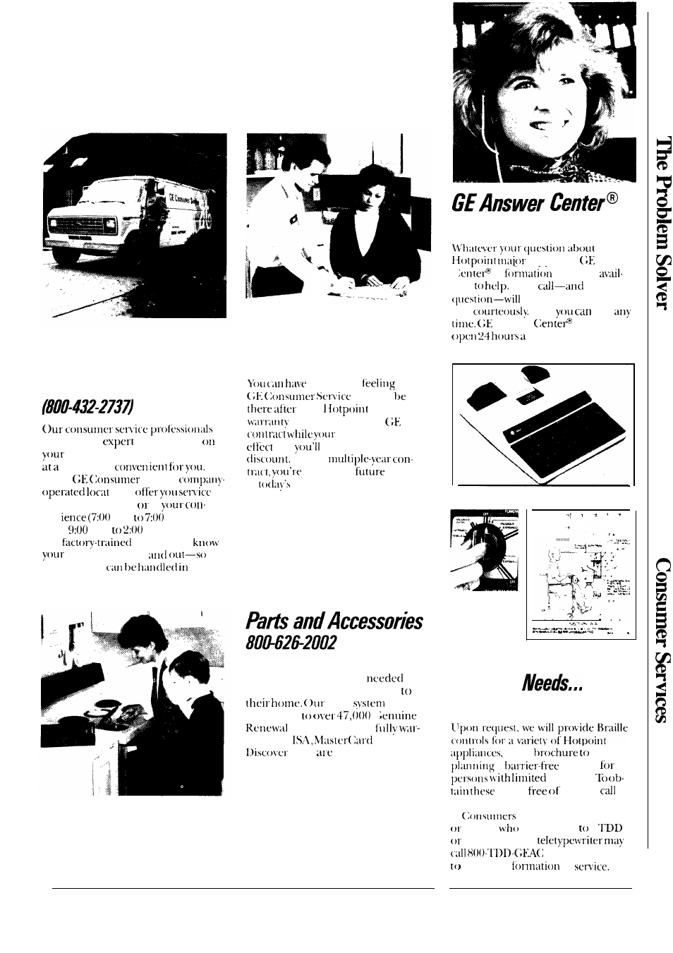 Consumer services, We’ll be there, In-home repair service | Service contracts, For customers with special, Ge-cares | Hotpoint RGB747GER User Manual | Page 47 / 48
