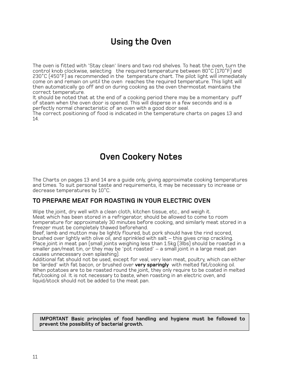 Using the oven | Hotpoint H050E User Manual | Page 12 / 24