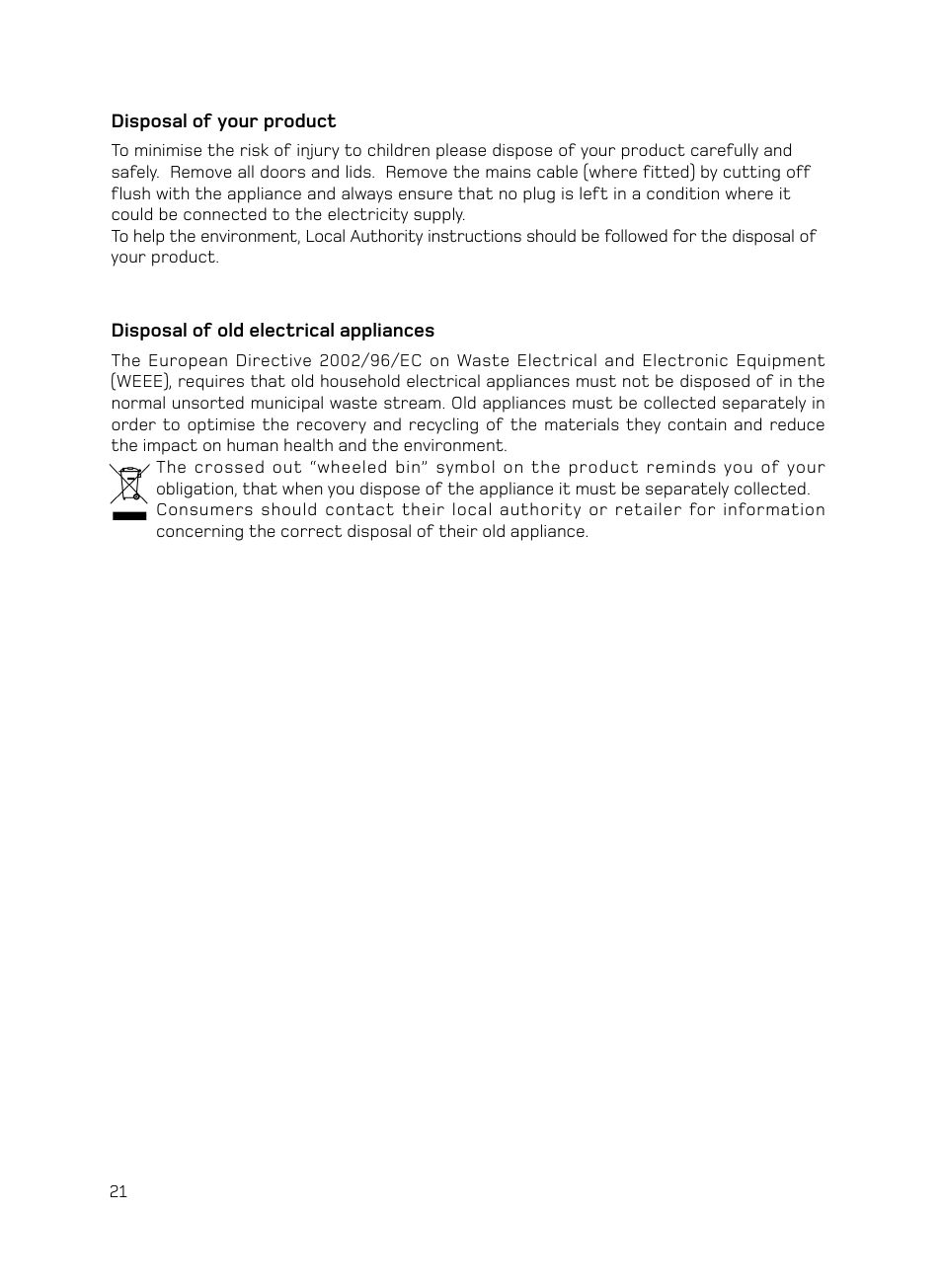 Hotpoint H050E User Manual | Page 22 / 24