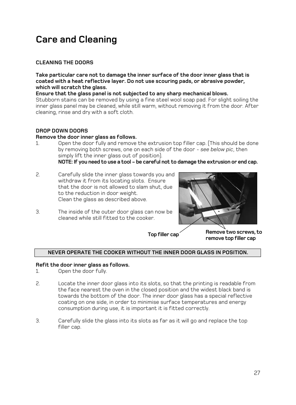 Care and cleaning | Hotpoint UE89X1 UQ89I User Manual | Page 27 / 36