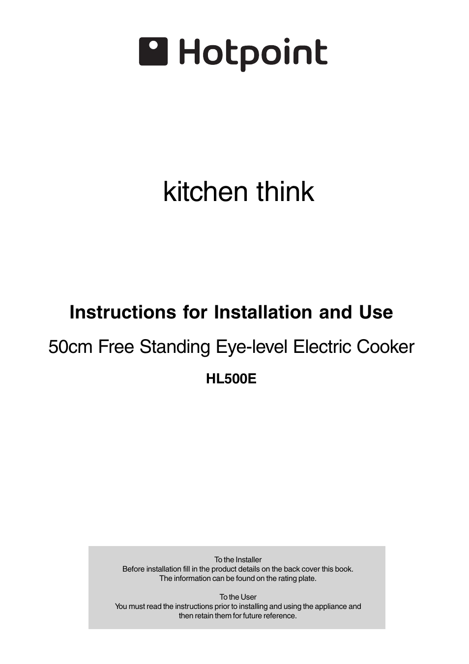 Hotpoint HL500E User Manual | 28 pages