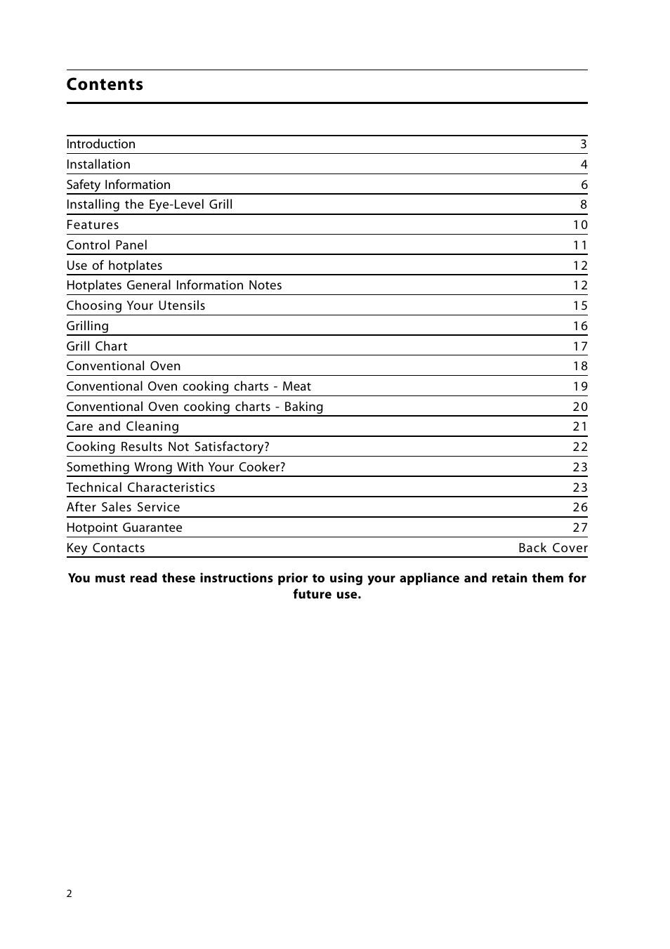 Hotpoint HL500E User Manual | Page 2 / 28