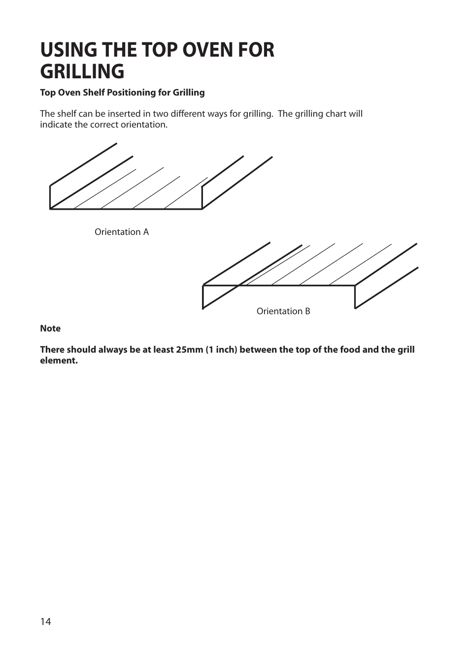 Using the top oven for grilling | Hotpoint BU62 BU65 User Manual | Page 14 / 36