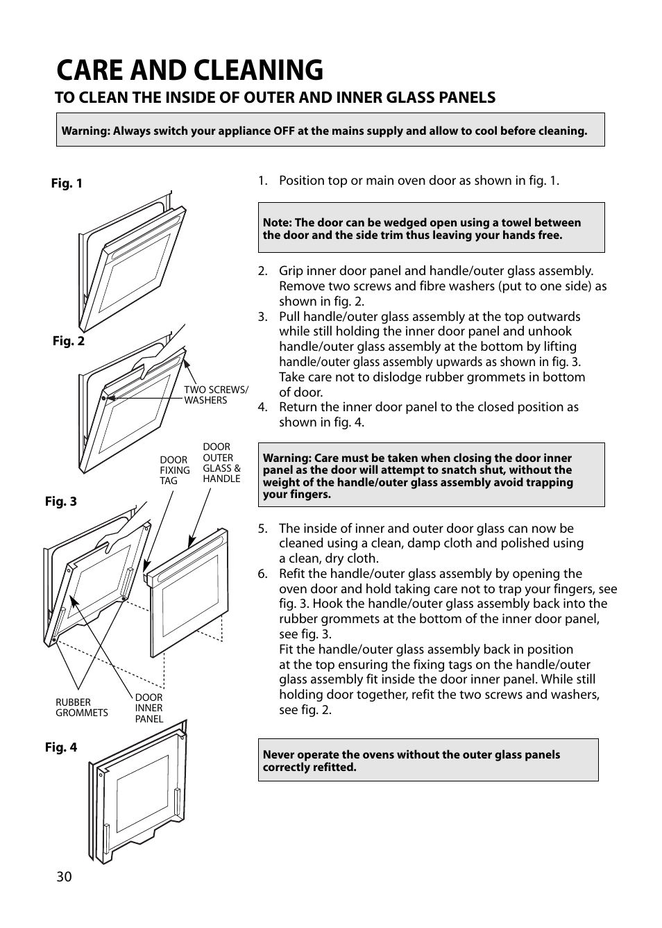 Care and cleaning | Hotpoint BU62 BU65 User Manual | Page 30 / 36