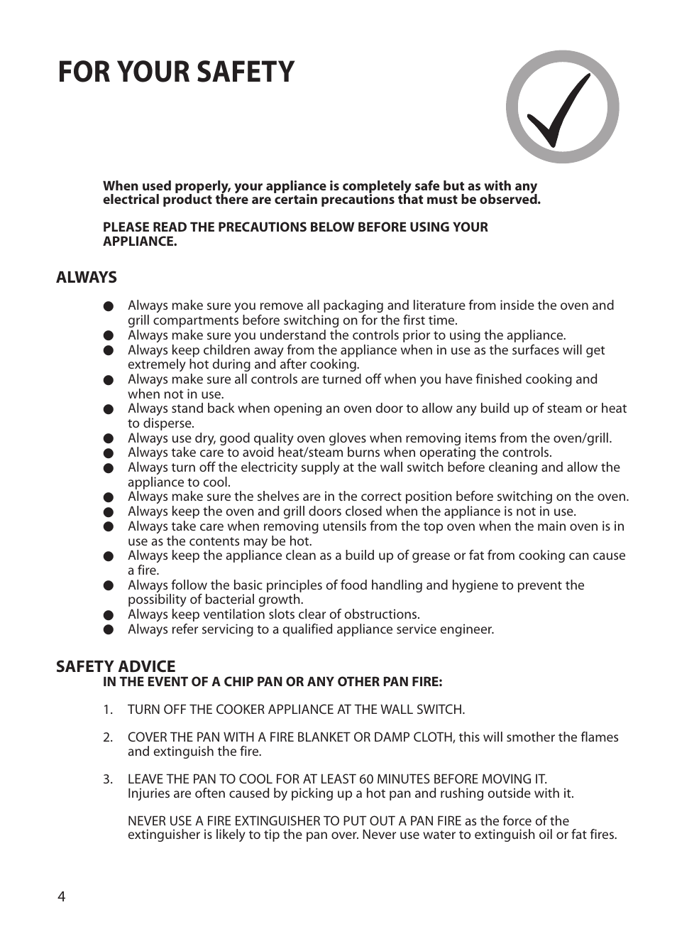 For your safety | Hotpoint BU62 BU65 User Manual | Page 4 / 36