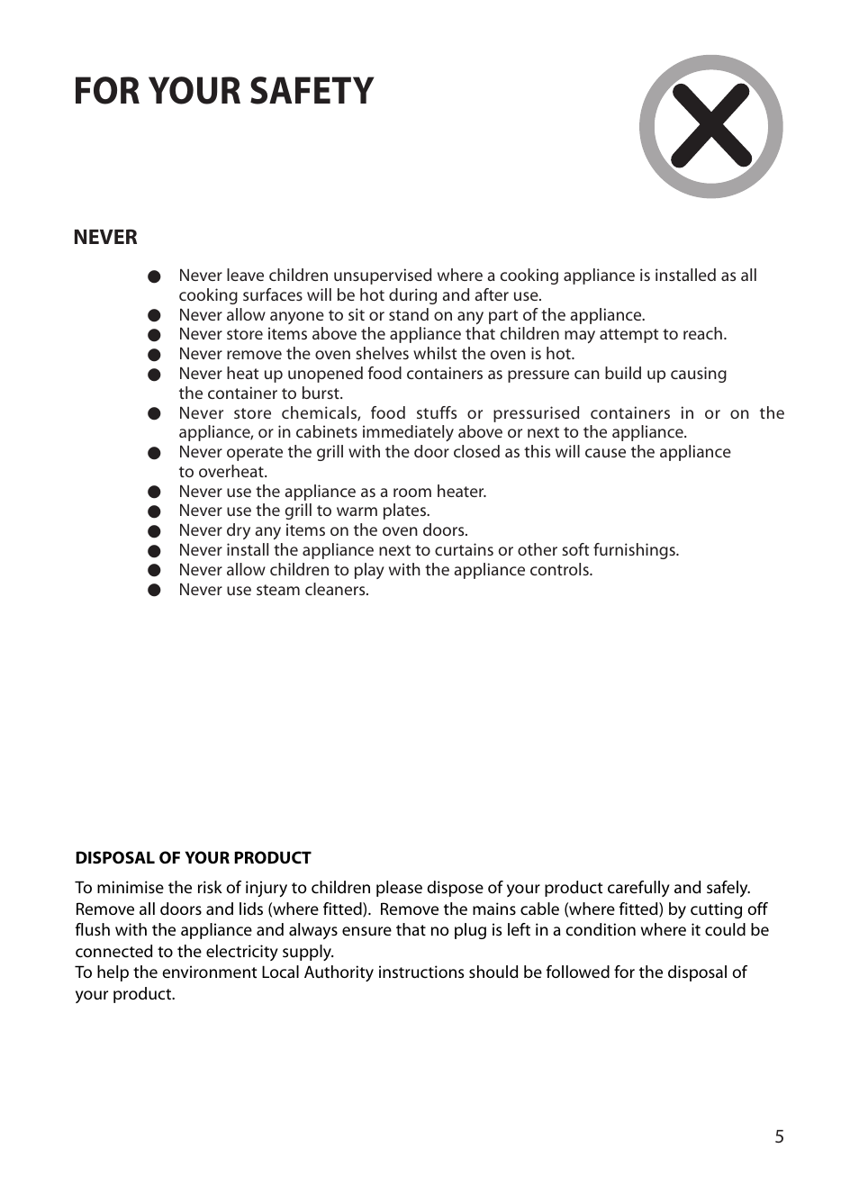 For your safety | Hotpoint BU62 BU65 User Manual | Page 5 / 36